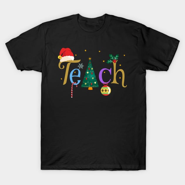 Pretty Teacher's Christmas Holiday T-Shirt by Dibble Dabble Designs